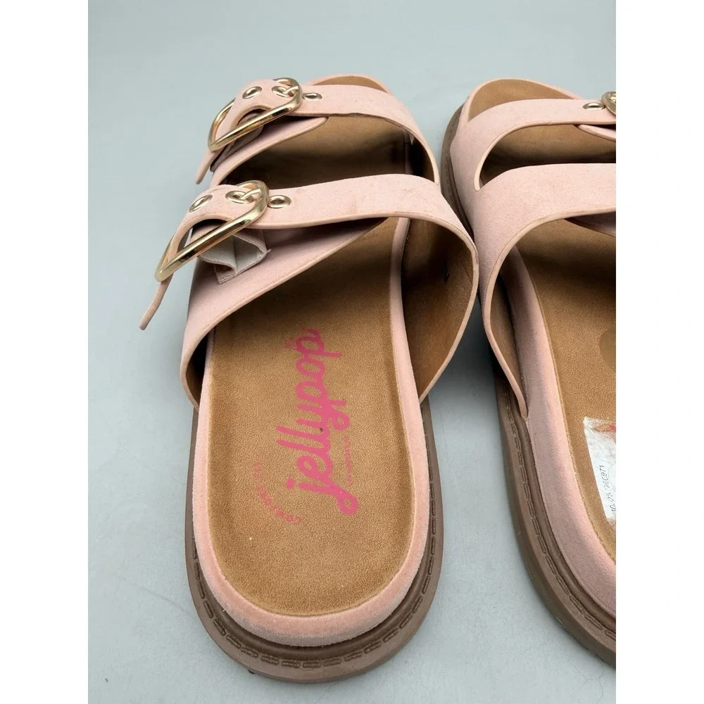 Jellypop Buddy Pink Double Buckle Slide Sandals Womens Size 8 Comfort Casual